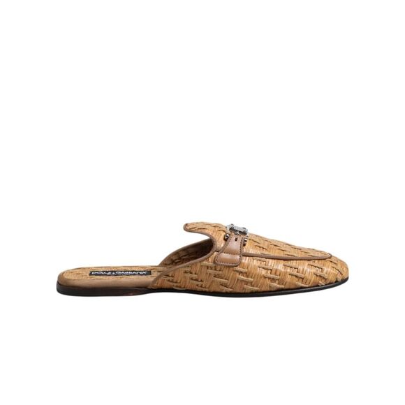 Dolce & Gabbana Black Polyester Faux Fur Mens Flats Sandals Shoes main image 0